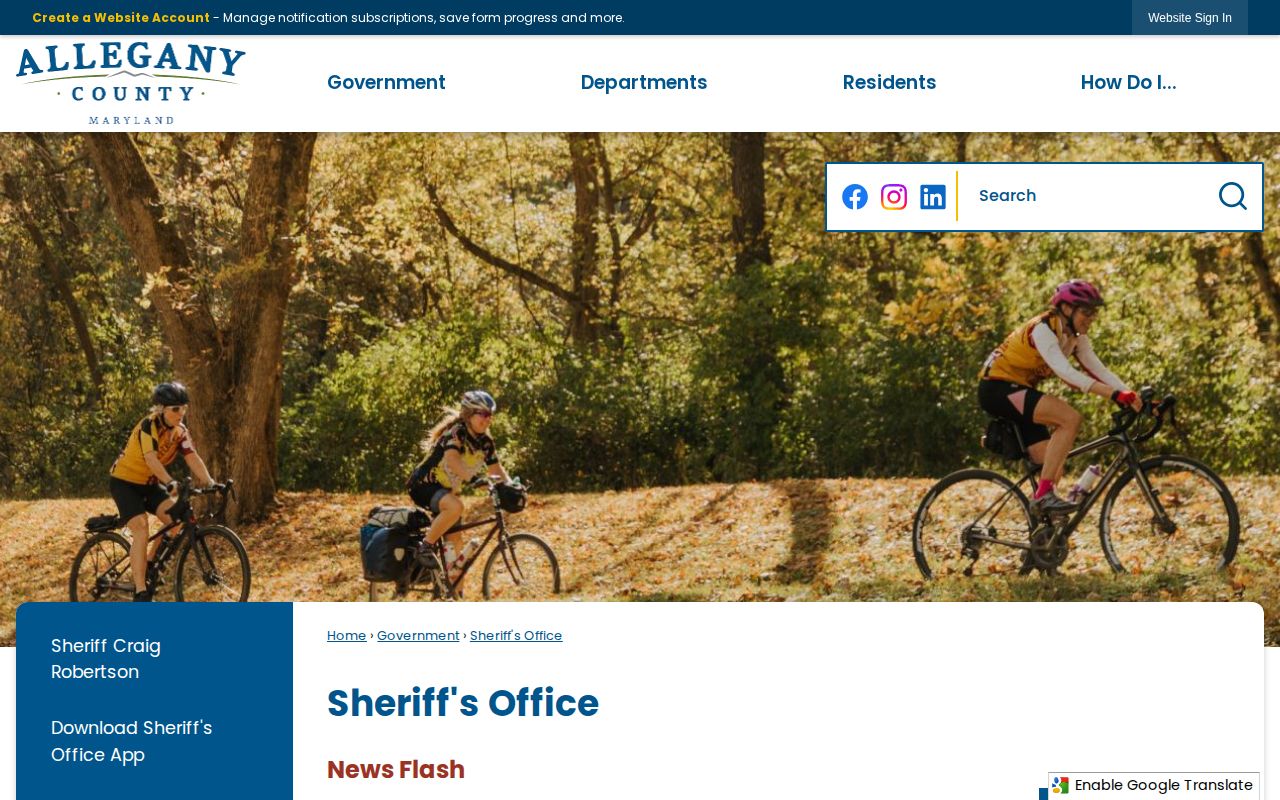 Allegany County Sheriff arrest record contact page