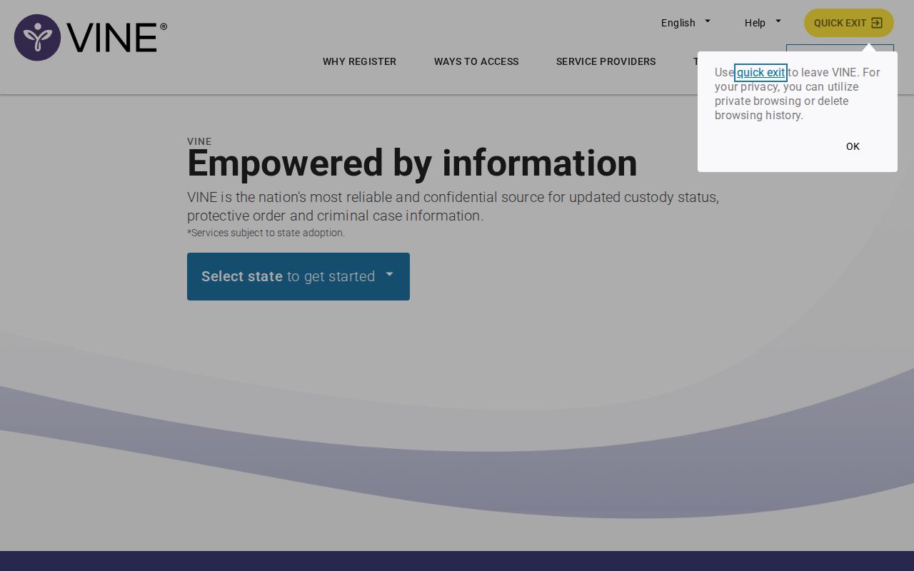 VINELink Allegany County custody event search interface