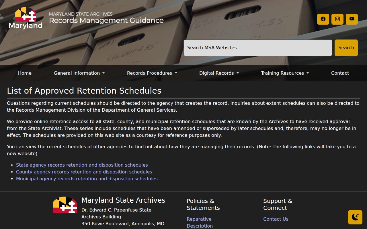 Allegany County arrest record retention and historical archive guidance